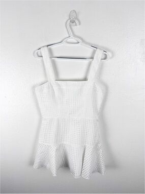 AMANDA UPRICHARD White Annalise Lined Back Zipper Flounce Hem Dress Medium